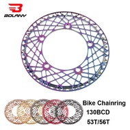 BOLANY  130 BCD BMX Folding Bike Chainwheel CNC AL Hollow Design Ultralight Chain Wheel 53T 56T Rainbow Plating Chainring