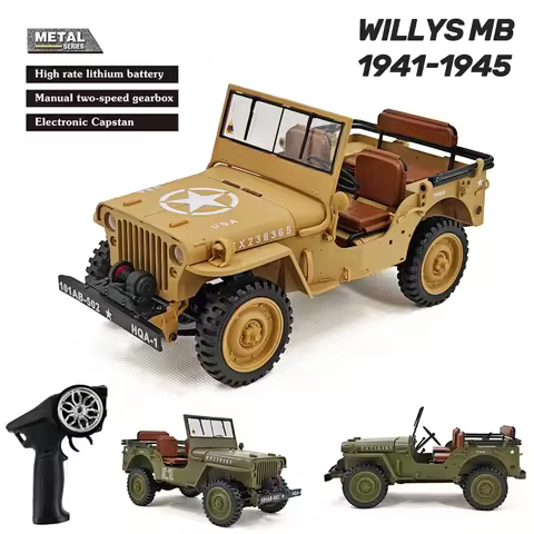 1/14 RC Car Willys Military Vehicle with Rc winch 2.4G 4WD off-road Electric Remote Control Model Si