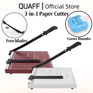 QUAFF 3-in-1 Paper Cutter Set: A4 Paper Trimmer + Free A4 Replacement Blade & 3-Size Rounded Corner 