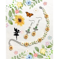 MATAHARI Helia Sunflower Daisy Bracelet & Earrings - Sunflower Daisy Earrings & Bracelet - Serapheli