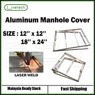 LiveTech 12"x12" 18"x24" Aluminium Manhole Cover Mosaic Cover Frame Penutup Mosek Tile Work Main Hol