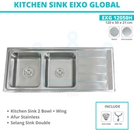 KITCHEN SINK BAK CUCI PIRING EIXO GLOBAL EXG 12050H BCP SET PANJANG HQ