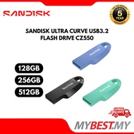 SanDisk Ultra Curve USB 3.2 CZ550 Flash Drive SDCZ550 (128GB/256GB/512GB - Max R: 100MB/s)
