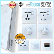 [PEARL WHITE] reTouch Switch Elegance Sense 13A Socket Flat Pin Universal USB Dimmer Fn Regulator SM