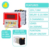 DH48S-2Z 5A Dual Channel Relay Timer With Adjustable Power On/Off Delay Up to 99 Hours