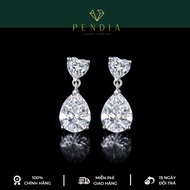 Women's Silver Earrings with Small Heart & 8mm White Gold Water Drop - PENDANT Brand - Inspection Ce