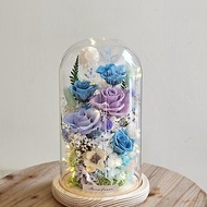 永生玫瑰玻璃罩/燈串款 滿版花園 藍紫色 現貨 快速出貨