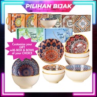 100set Bohemian Style Rice Bowl With Box Ceramic Bowl Soup Bowl Wedding Doorgift Dinnerware Mangkuk 