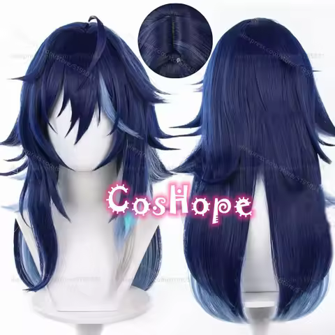 Ororon Cosplay Wig 55cm Medium Long Hair Dark Blue Highlights Wig Cosplay Anime Wigs Heat Resistant 