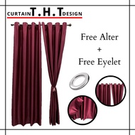 G7 Ready Made Curtain Siap Jahit Langsir Rumah, Langsir RAYA Kain Tebal Blackout (Free EyeletRing) Warna Jam Maroon