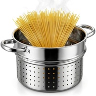 Mifoci 6 Qt Stainless Steel Pasta Strainer Insert for Pot Pasta Insert with Handles Steamer Basket F