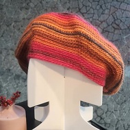 寒流保暖毛帽貝雷帽手工勾針編織女帽繽紛色彩採用義大利進口毛線