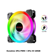 Argb Double Ring RGB Sync 3Pin PWM 4pin PC 5V LED Computer Case Cooling Fan PC 5V 120mm Mobo Motherboard Intake Exhaust Liquid 2 Pin Aio40