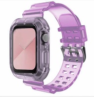 สายกีฬา + เคสสำหรับ Apple Watch 8 7 6 SE 5 4 3ซิลิโคนใสสายสายรัดสำหรับ Iwatch 40Mm 44Mm 42MM 38MM 41MM 45MM