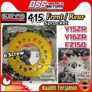 SUPRIMO 415 Yamaha Y15 Y15ZR Y16 Y16ZR 6 Screw Gold Rear 415 Sprocket Racing Front Spocket Spoket 6 
