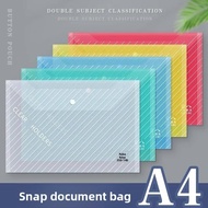 H3WD Thickened A4 File Bag Snap Bag Storage Test Paper Bag File Information Bag Transparent File Bag