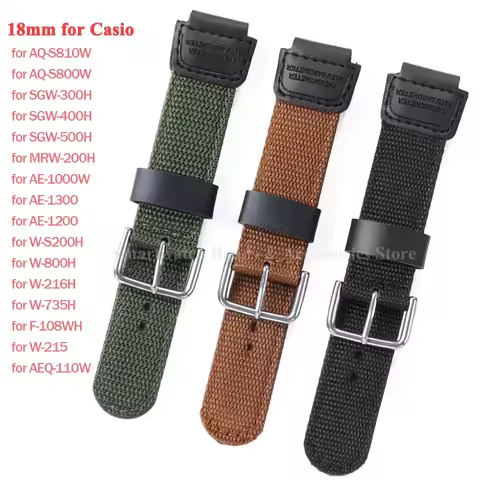 18mm Nylon Canvas Watch Strap for AQ-S800W SGW-300H/500H AE-1300/1200 W-S200H W-800H F-108WH MRW-200