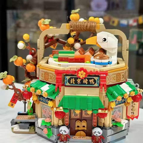 LOZ 1955 mini Blocks Building Bricks Toys Panda Roast Duck Restauant Puzzle Chinese New Year Archite