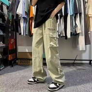 Trend Multi Pocket Cargo Pants Men Retro Cargo Pants Loose Straight Casual Pants Seluar kargo lelaki