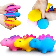 Stegosaurus Squishy Stress Balls Dinosaur Squeeze Toys, Stretchy Sensory Balls Fidget Toys, Calm and Relax with Animals Squish Ball, Squishy Toys for Kids and Adults (3 PCS Stress Balls)
