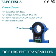 เครื่องส่งกระแสไฟฟ้า DC 0-20mA 4-20mA ตรวจจับ DC0-10A-500A 0-5V 10V เซ็นเซอร์ปัจจุบันของห้องโถงเปิด-