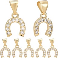 Beebeecraft 1 Box 10Pcs Horseshoe Charms Cubic Zircon Western Lucky Horseshoe Charms with Snap Bail