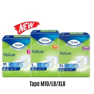 TENA Tape Value Adult Diaper M10/L8/XL8 (1 pack) / Adults Diapers