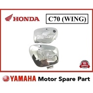 (ADA WING LOGO HONDA) C70 SIDE COVER CHROME 0 FRONT FORK ARM COVER SET CHROME CROME COVER TEPI KIRI 