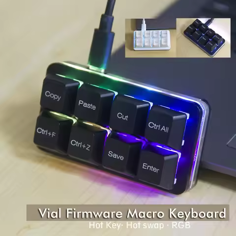 MINI Keyboard 8key Hot key Copy Paste Keyboard DIY Programmable Macro Function Black White Hot swapp