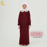 KHAIROL ARRUMI Baju Kurung Budak Perempuan 1-12Y Kids Lace Kanak2 Maroon Mustard Navy Blue Black 2 3