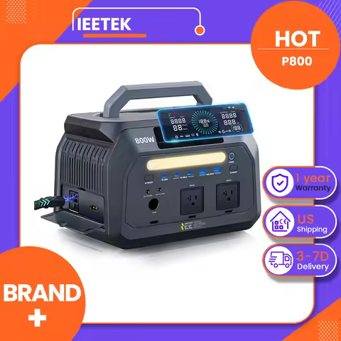 IEEtek P800 800W 512Wh LiFePO4 Prtable Power Station, 600W AC Input, 300W (XT60 Port, 12-60V) PV Inp