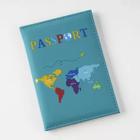 2025 New Color Letter Map Printed Passport Holder Passport Cover Ticket Clip Passport Wallet Travel 