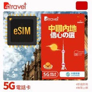 (eSIM新品9月每張-5) B4travel 中國+澳門 1至365天高速 5G eSIM/實體數據直銷 數據用畢後限速