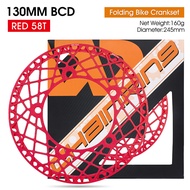 WEST BIKING Crankset Folding Bicycle Crank 130BCD CNC Alloy Single Disc Chainwheel Bike Chain Wheel 