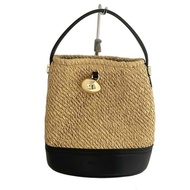 Cafune Handbag Purse beige leather black Direct from Japan Secondhand