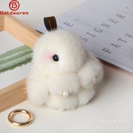 New Style Handmade Real Mink Fur Rabbit Charm Keychain Women Kids Cute Plush Bunny Keyring Bag Car K
