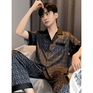 Men's pajamas Men's pajamas, ice sleeve shorts, thin and luxurious silk semi-fall, can be worn outsi