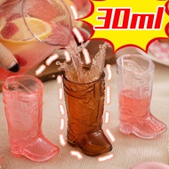 Embossed Western Cowboy Boot Shot Glass - Food-Grade Drop-Proof PS Plastic Mini Cup - Three Shades B