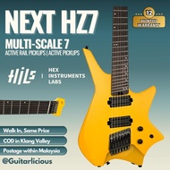 HILS HZ7 Headless Multi-Scale 7-String Electric Guitar - Honey Yellow ( HILS GUITAR )