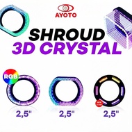 AYOTO 2.5inch  3D LED Kristal Projector | Kawalan Bluetooth App | Dengan Shade | Reka Bentuk Mata Ma