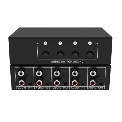 RCA AUX Audio Switcher 4 in 1 Out Stereo Audio selector 4X1 Passive 3.5mm Aux L/R RCA Audio Switch B