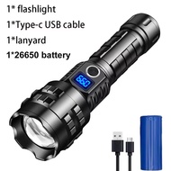 Powerful 200000 High Lumen LED Flashlight Super Bright Rechargeable Portable Ultra Power USB C Torch