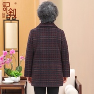 Elderly Winter Clothes Women's Tops Elderly Lady Elderly Mothers Plaid Woolen Coats Elderly Clothes 