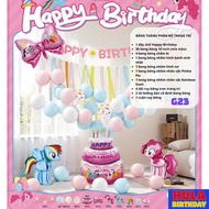 [GIVE BALLOON NUMBER 80cm] Cute Ponny Horse Theme Baby Girl Birthday Set, Full Birthday Set G23