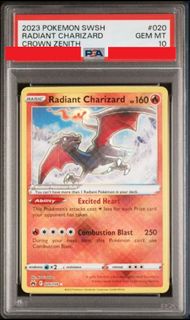 [PSA10] 2023 POKEMON SWORD AND SHIELD CROWN ZENITH #020 噴火龍 老噴 黑龍 RADIANT CHARIZARD CROWN ZENITH 美版 