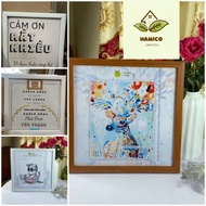 Square photo frame 20x20, 30x30 cm, wall frame with multi-colored mica surface.