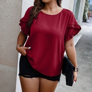 เสื้อผ้ากระโปรงอัด ผ้ากลีบดอกไม้แขนกระพือ