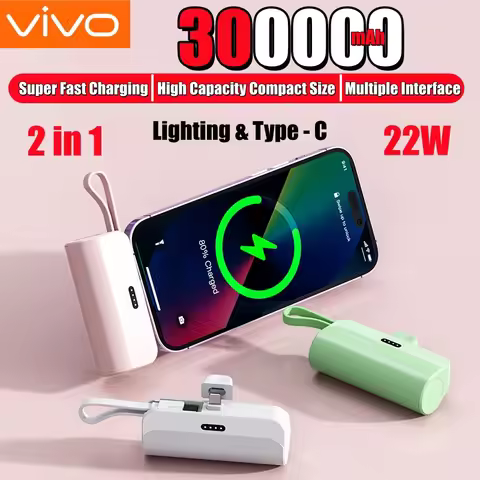 VIVO 300000mAh Capsule Power Bank Large Capacity Super Fast Charging Powerbank Portable External Bat