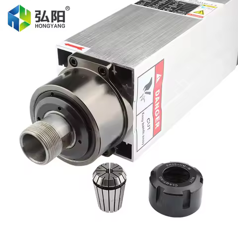 3.5KW NC Square Air Cooled Spindle Motor ER25 Chuck 220v 380v 300Hz Air Cooled Milling Spindle Used 