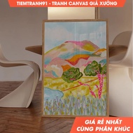 Tranh treo tường Abstract Mountain Colorful Abstract Wall Art Acrylic Art Printable Art tặng kèm đ